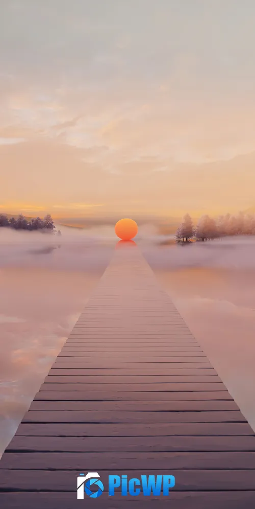 Wooden pier Sun 3K Mobile Wallpaper