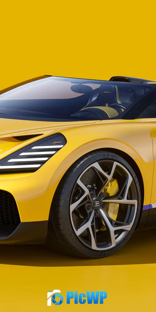Bugatti W16 Mistral Yellow 3K Mobile Wallpaper
