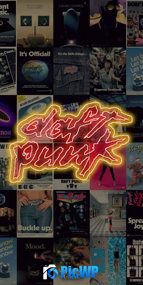 Daft Punk Neon light 3K Mobile Wallpaper