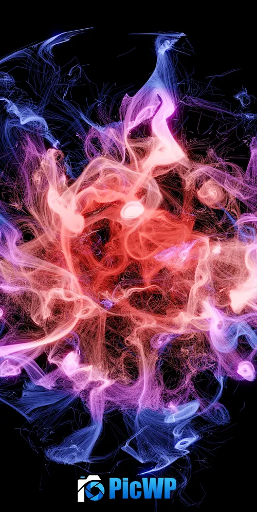 Colorful smoke Black background 3K Mobile Wallpaper