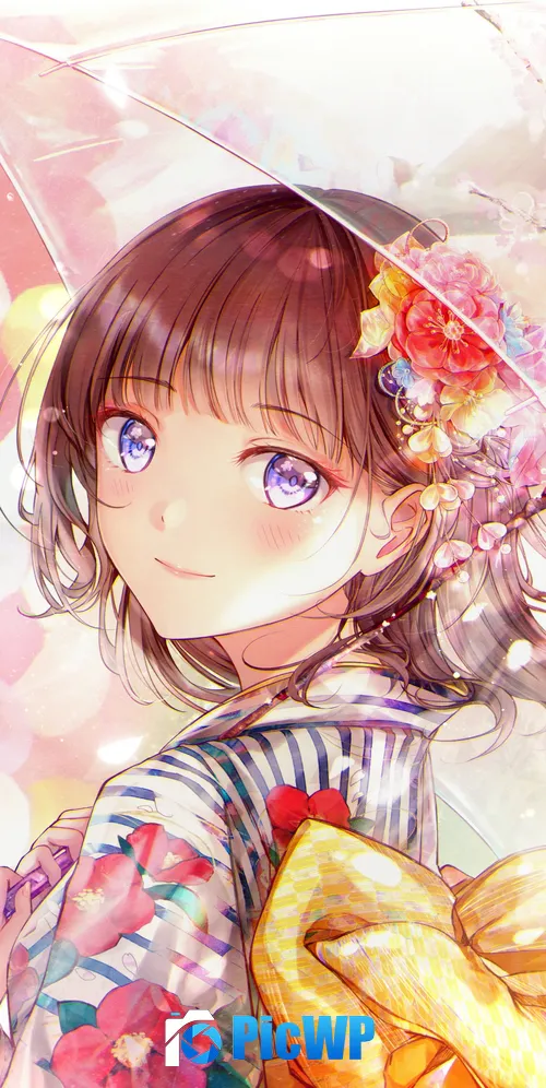 Anime girl Colorful background 3K Mobile Wallpaper
