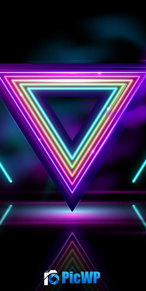 Triangles Neon colors 3K Mobile Wallpaper
