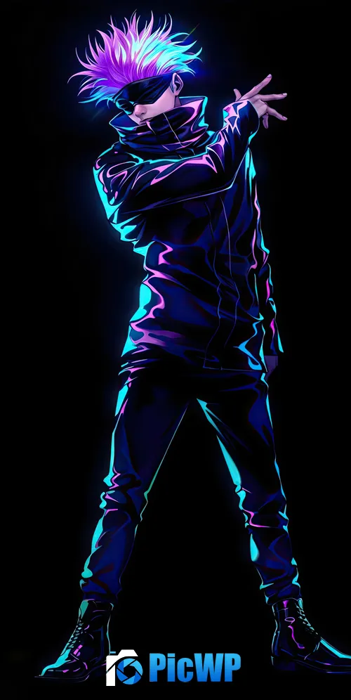 Satoru Gojo Neon art 3K Mobile Wallpaper