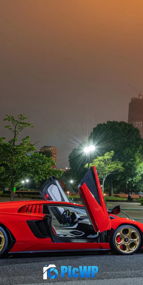 Lamborghini Countach LPI 800-4 Tokyo Tower 3K Mobile Wallpaper