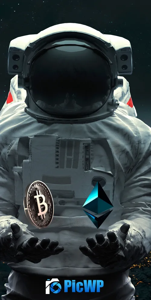 Astronaut Bitcoin 3K Mobile Wallpaper