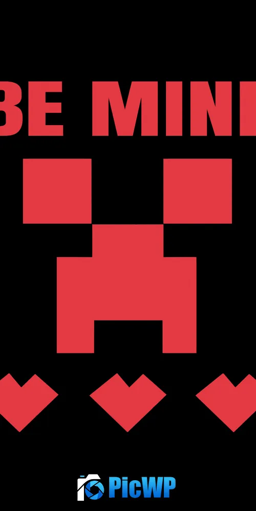 Be Mine Minecraft 3K Mobile Wallpaper