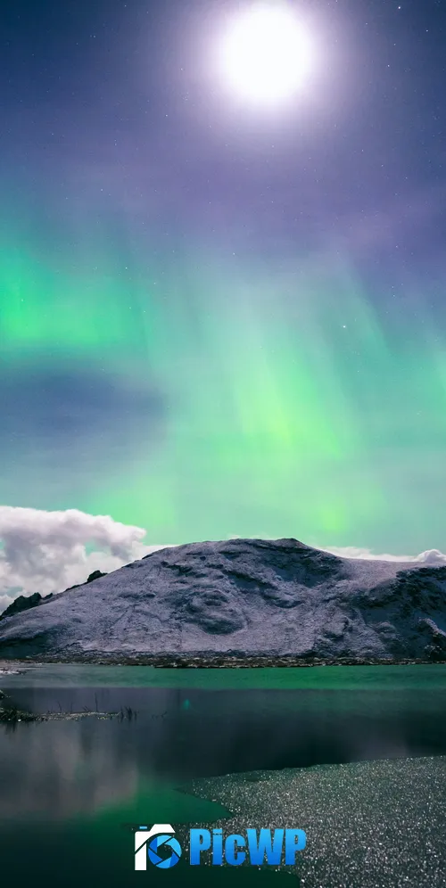 Aurora Borealis Glacier mountains 3K Mobile Wallpaper