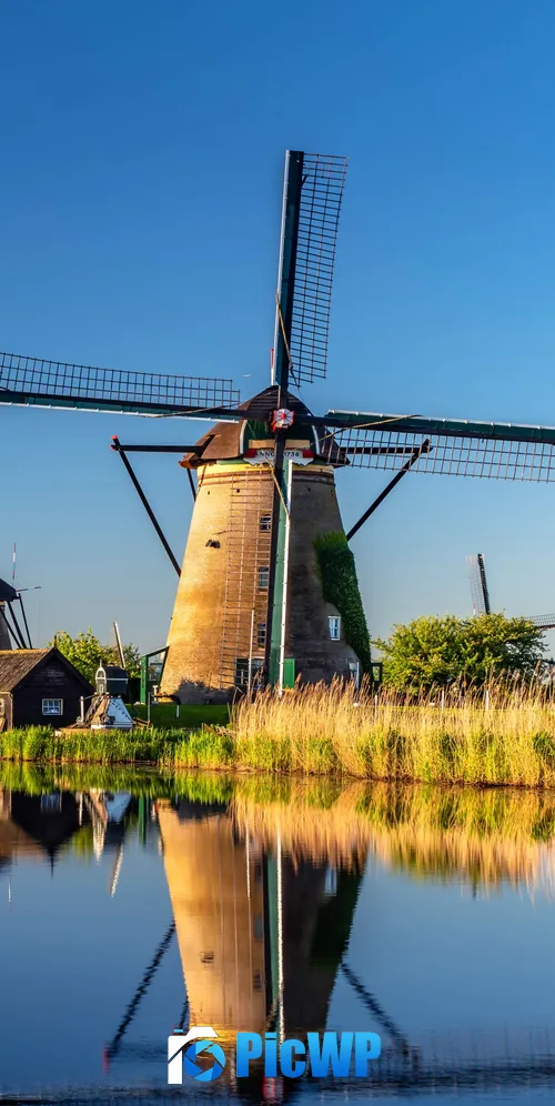 Windmills at Kinderdijk South Holland 3K Mobile Wallpaper