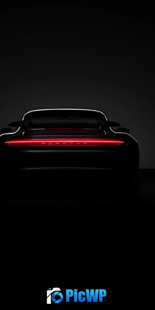 Porsche 911 Turbo S Black background 3K Mobile Wallpaper
