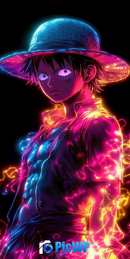 Monkey D. Luffy Neon art 3K Mobile Wallpaper