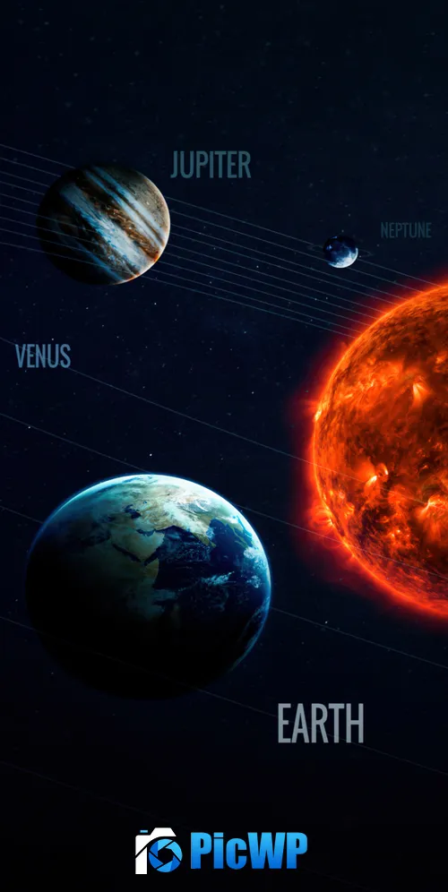 Solar system Planets Dark aesthetic 3K Mobile Wallpaper