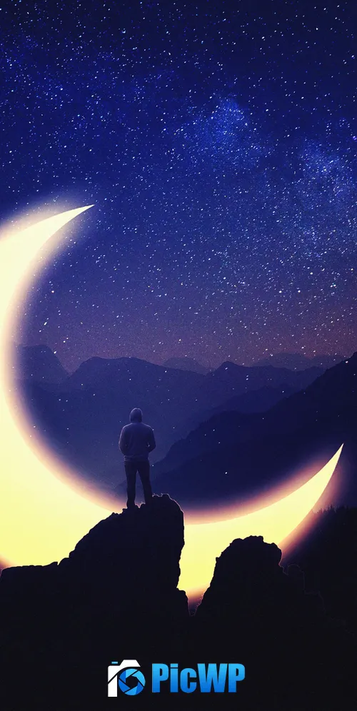 Dream Crescent Moon 3K Mobile Wallpaper
