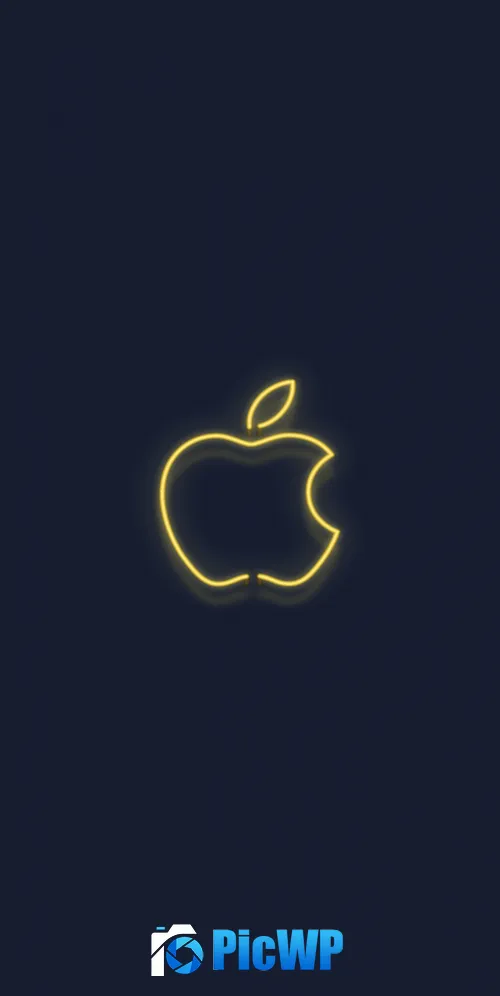 Yellow Apple logo Neon sign 3K Mobile Wallpaper