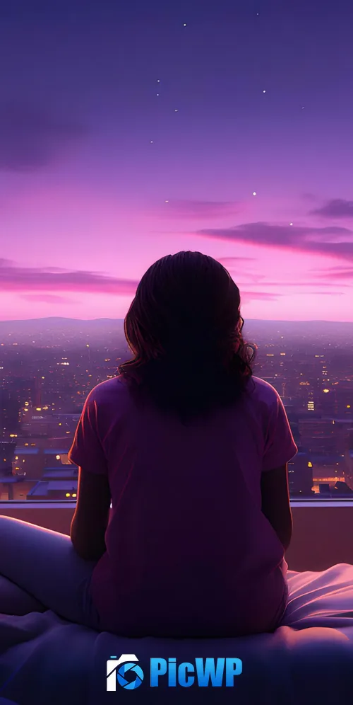 Lofi girl Alone 3K Mobile Wallpaper