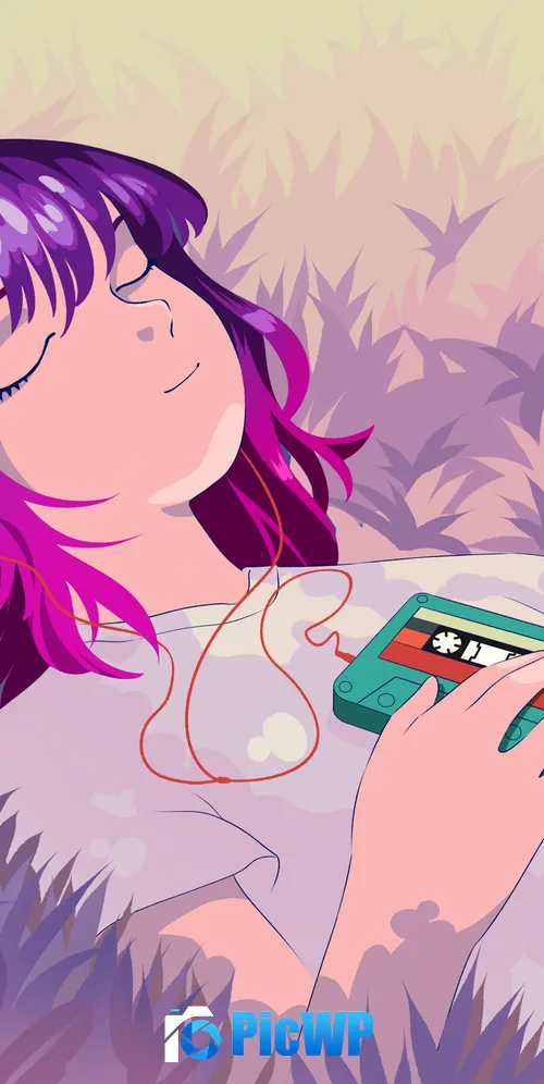 Lofi girl Listening music background 3K Mobile Wallpaper