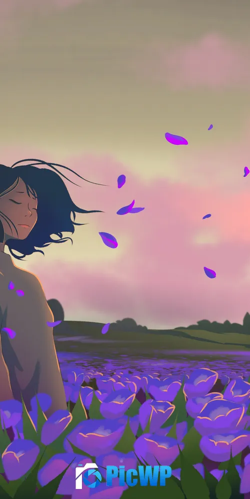 Lofi girl Lavender fields 3K Mobile Wallpaper