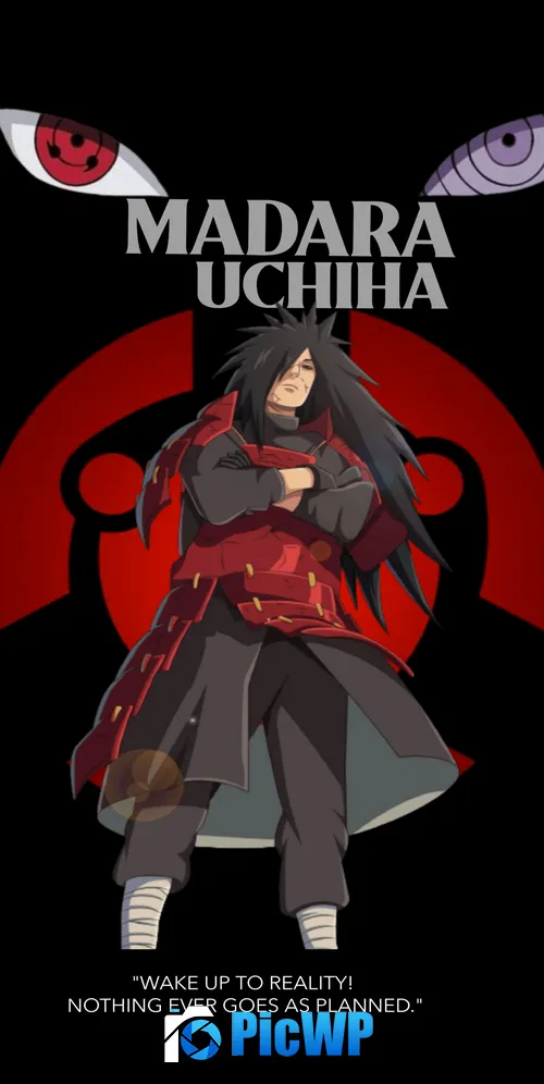 Madara Uchiha Black background 3K Mobile Wallpaper