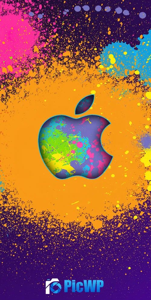 Apple logo Paint 3K Mobile Wallpaper