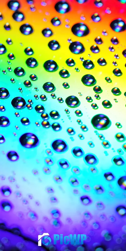 Water droplets Rainbow 3K Mobile Wallpaper
