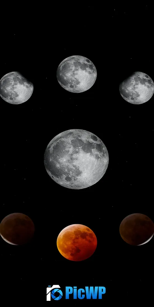 Lunar Eclipse Outer space 3K Mobile Wallpaper