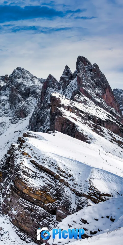 Seceda Mountain Winter 3K Mobile Wallpaper
