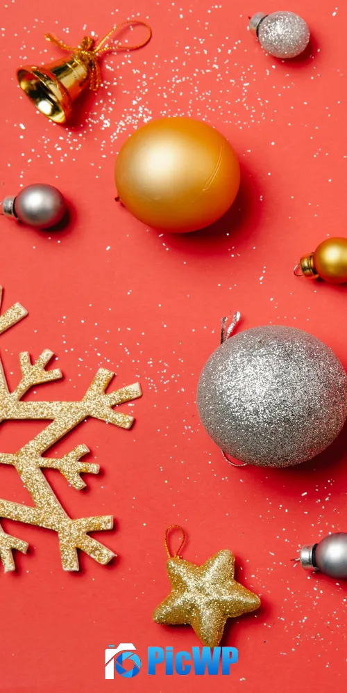 Christmas Baubles Stars 3K Mobile Wallpaper