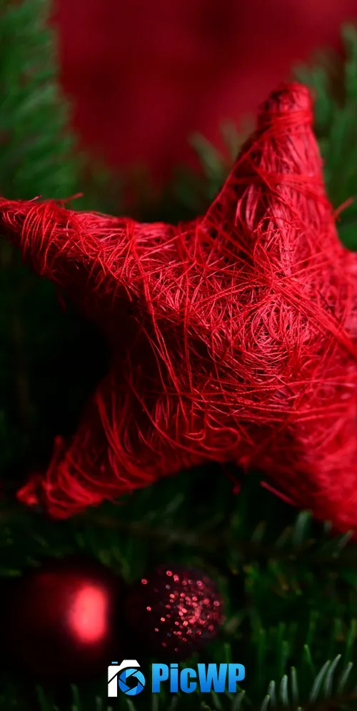 Red Star Christmas decoration 3K Mobile Wallpaper