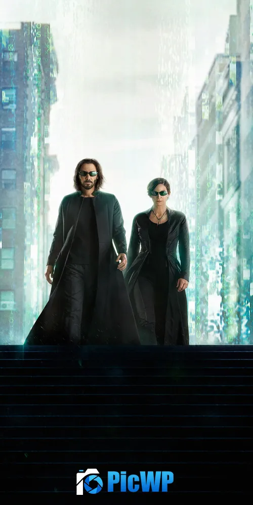 Keanu Reeves Carrie-Anne Moss 3K Mobile Wallpaper