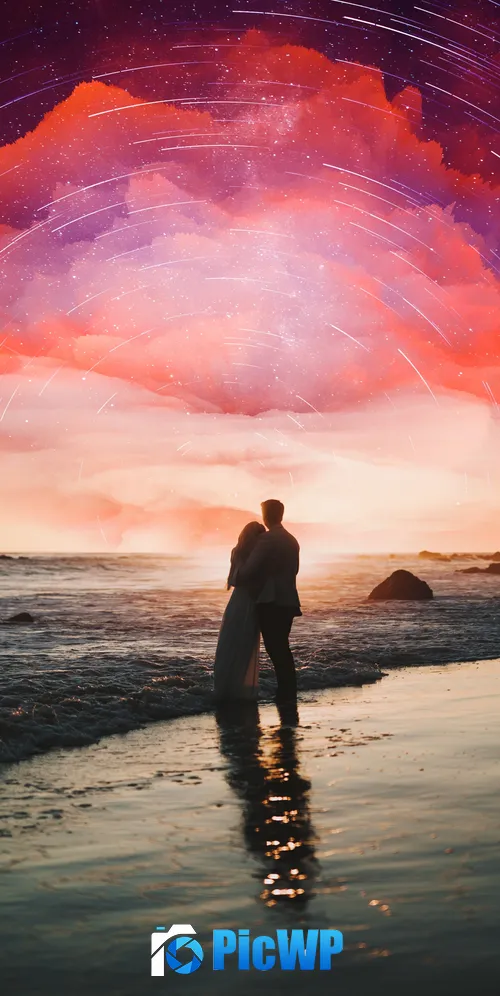 Couple Beach 3K Mobile Wallpaper