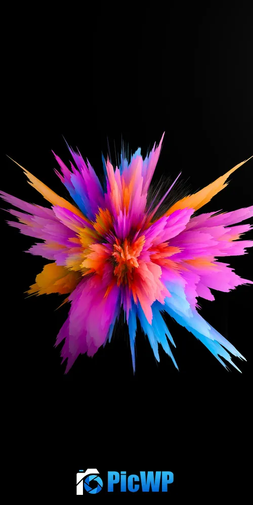 Color burst Black background 3K Mobile Wallpaper