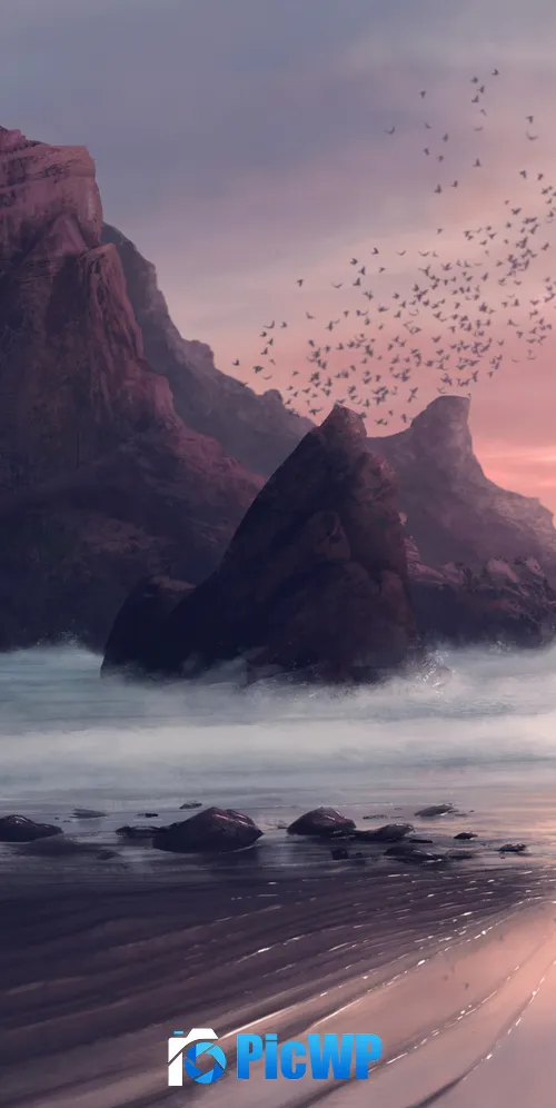 Beach Digital Art 3K Mobile Wallpaper