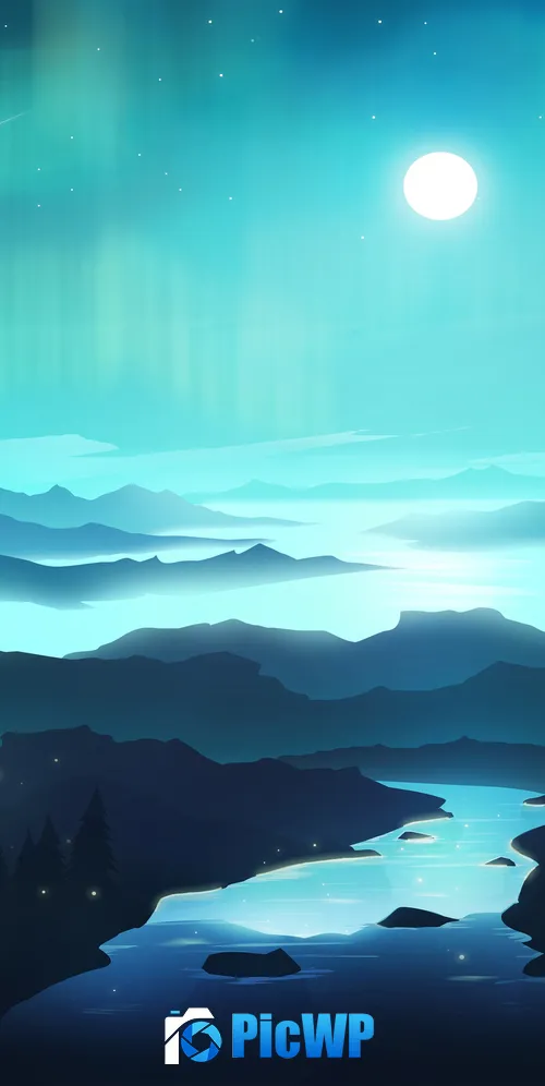 Aurora Borealis Moon 3K Mobile Wallpaper
