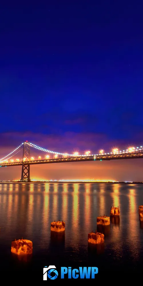 San Francisco-Oakland Bay Bridge Night 3K Mobile Wallpaper