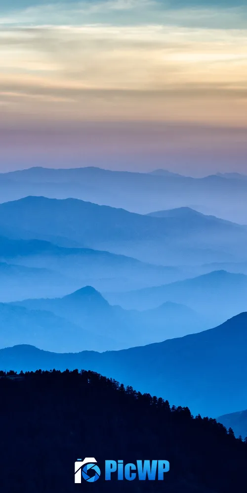 Silhouette Mountain Foggy 3K Mobile Wallpaper