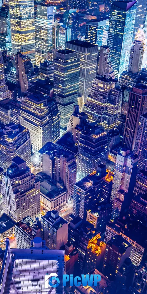 New York City Aerial view Night 3K Mobile Wallpaper