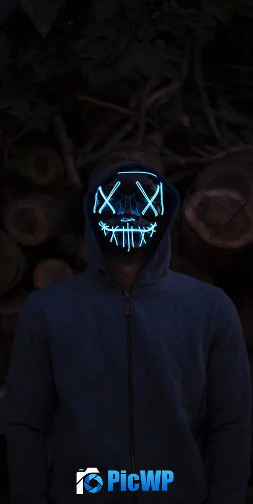 Man in LED mask iPhone 3K Mobile Wallpaper