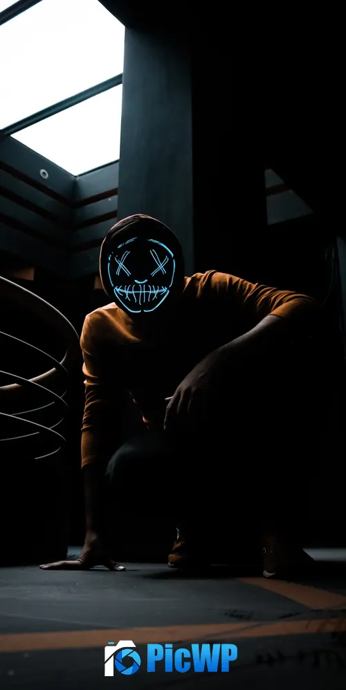 LED mask Anonymous 3K Mobile Wallpaper