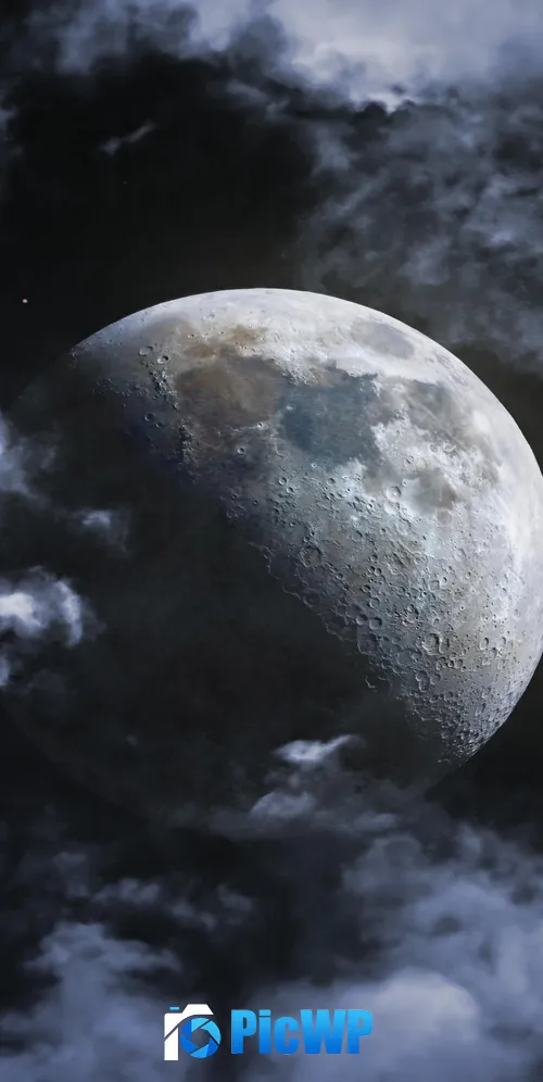 Moon Lunar craters 3K Mobile Wallpaper