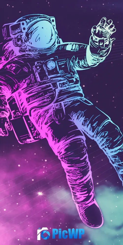 Astronaut Neon 3K Mobile Wallpaper