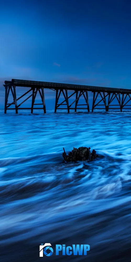 Wooden pier Moonlight 3K Mobile Wallpaper