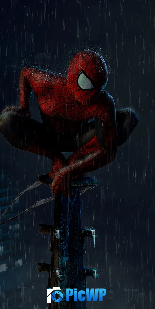 Spider-Man Rain 3K Mobile Wallpaper