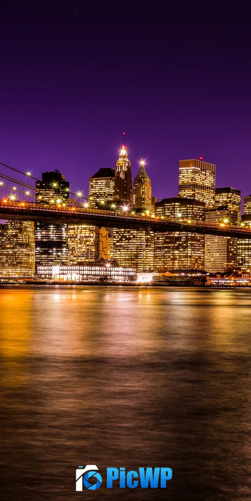 Brooklyn Bridge Night time 3K Mobile Wallpaper