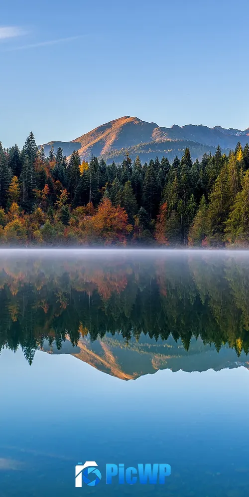 Crestasee Lake Autumn trees 3K Mobile Wallpaper