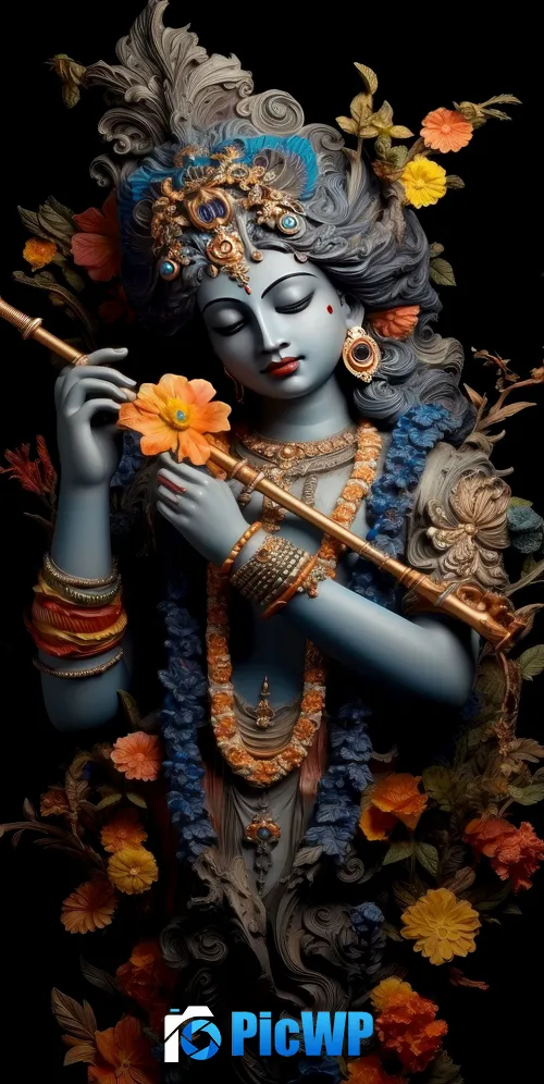 Lord Krishna AI art 3K Mobile Wallpaper