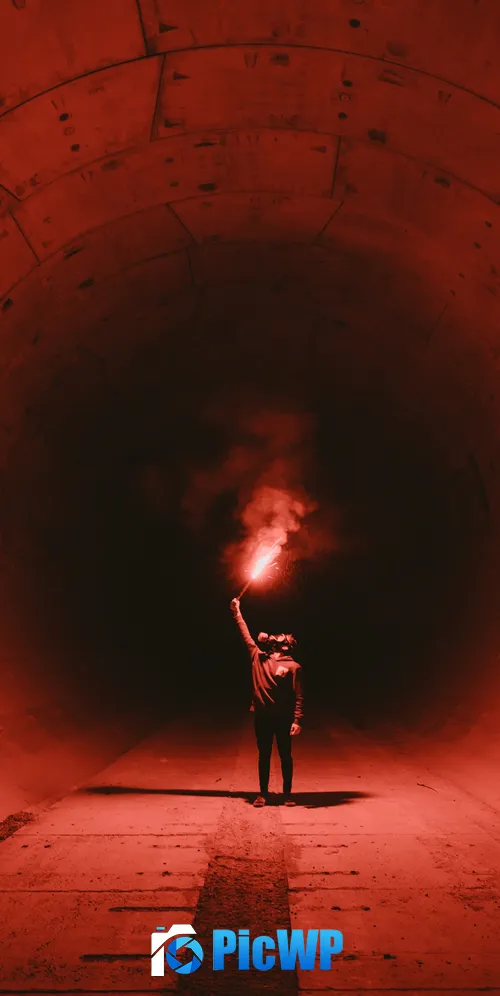 Red Flare Smoke Tunnel 3K Mobile Wallpaper