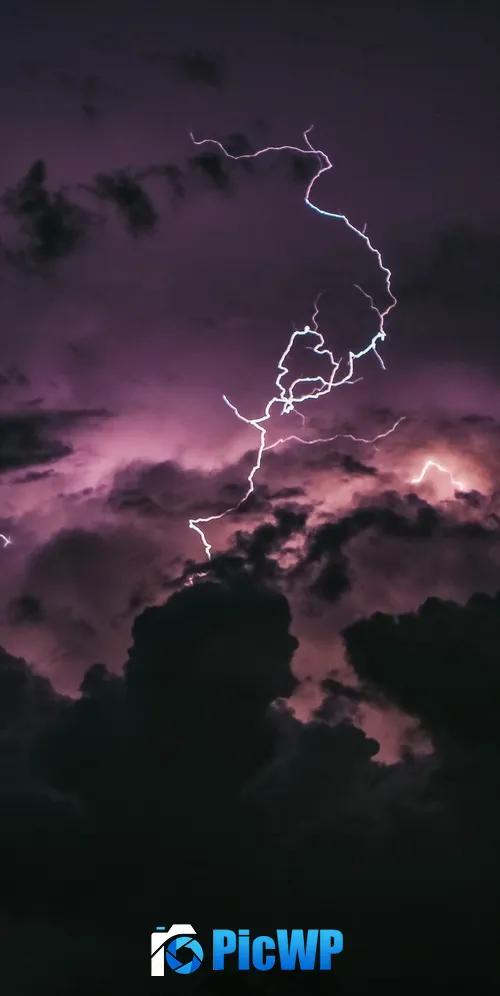 Lightning Strike Stormy Clouds 3K Mobile Wallpaper