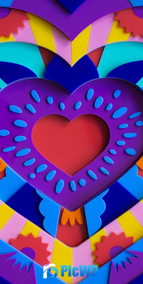 Love heart Colorful 3K Mobile Wallpaper