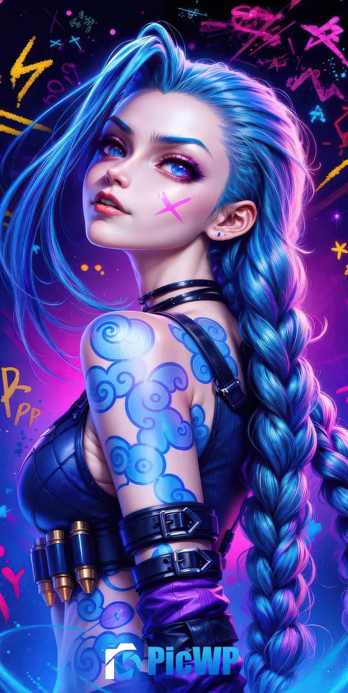 Jinx Colorful art 3K Mobile Wallpaper