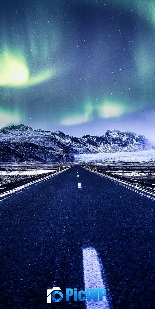 Aurora Borealis Road 3K Mobile Wallpaper