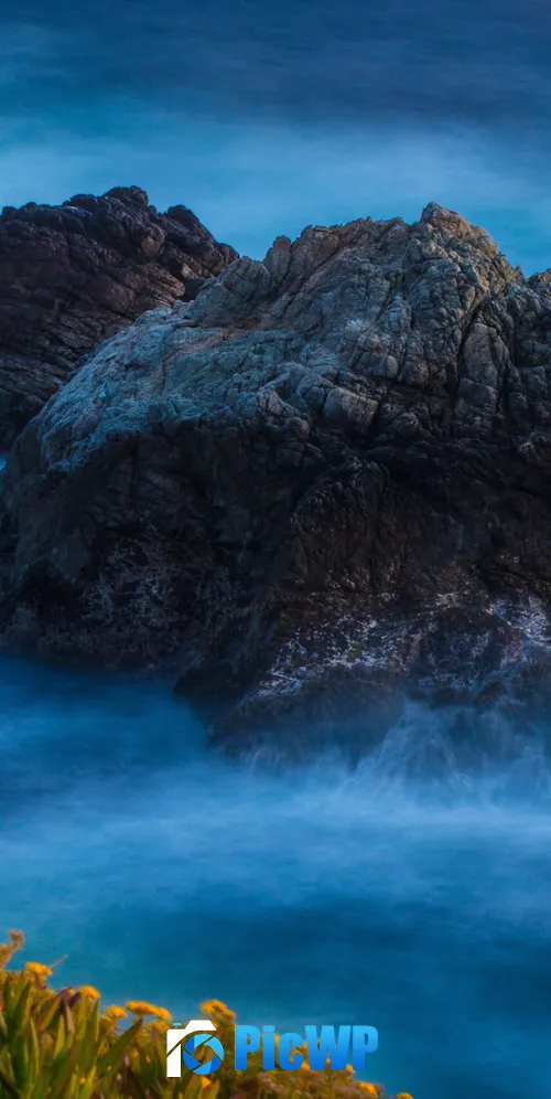 Rocky coast Water waves 3K Mobile Wallpaper